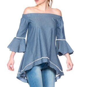 Boho Blue Bell sleeved top